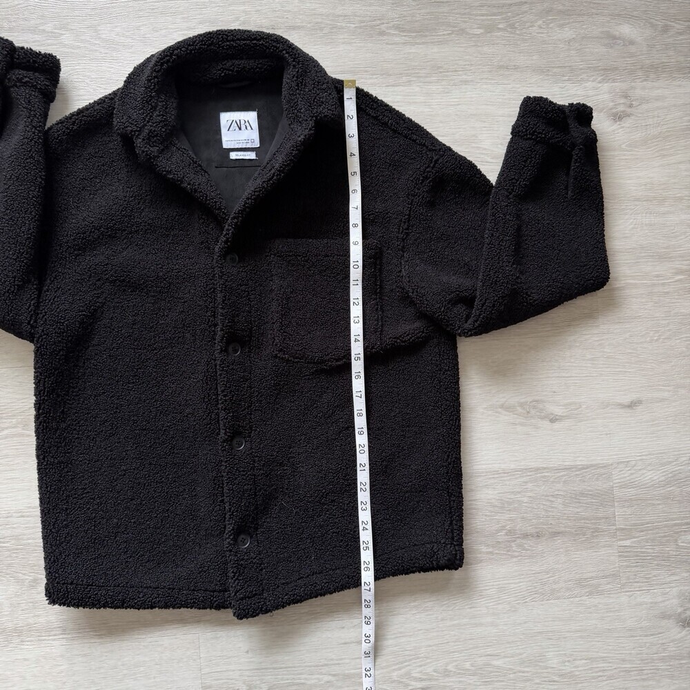 Zara Sherpa Fleece Shacket Fleece Shirt Jacket Relaxed Fit Women's Size S-M - Picture 8 of 14